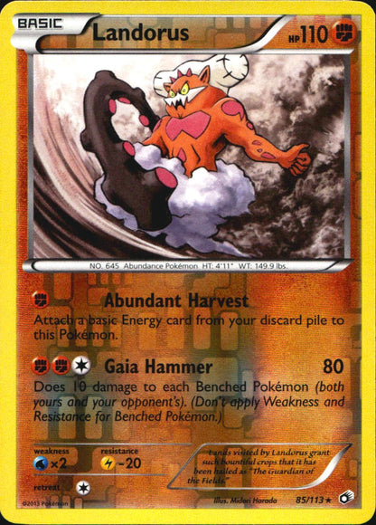 Landorus 85/113 Holo Rare Legendary Treasures Pokemon Reverse Holo Near Mint