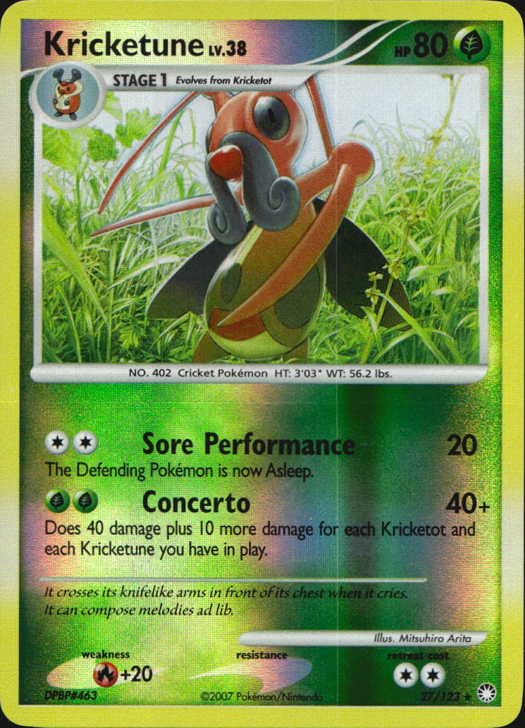 Kricketune 27/123 Rare Mysterious Treasures Pokemon Reverse Holo Near Mint