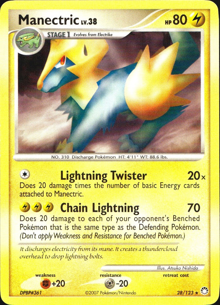 Manectric 28/123 Rare Mysterious Treasures Pokemon Near Mint