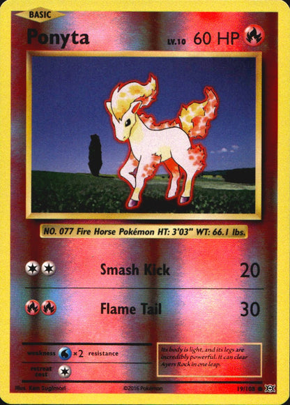 Ponyta 19/108 Common Evolutions Pokemon Reverse Holo Near Mint