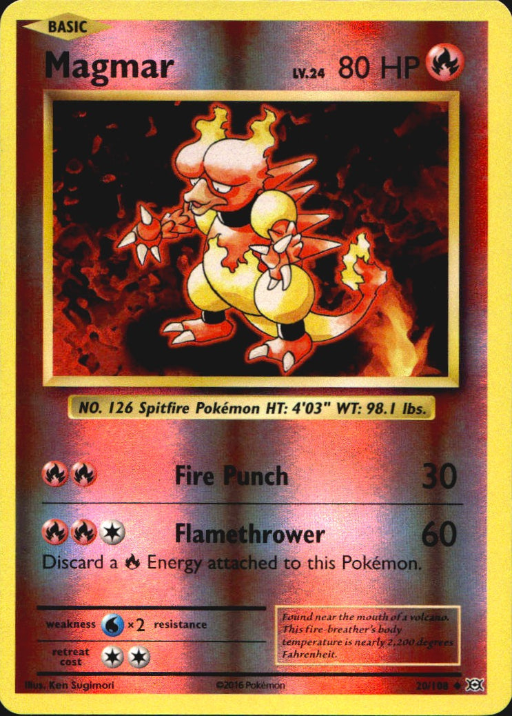 Magmar 20/108 Uncommon Evolutions Pokemon Reverse Holo Near Mint