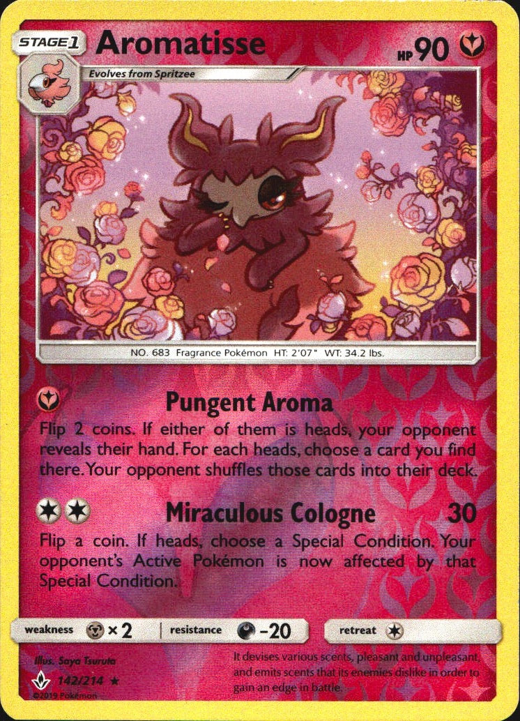 Aromatisse 142/214 Rare Unbroken Bonds Pokemon Reverse Holo Near Mint