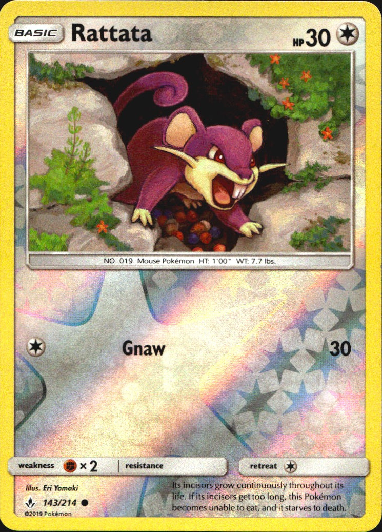 Rattata 143/214 Common Unbroken Bonds Pokemon Reverse Holo Near Mint
