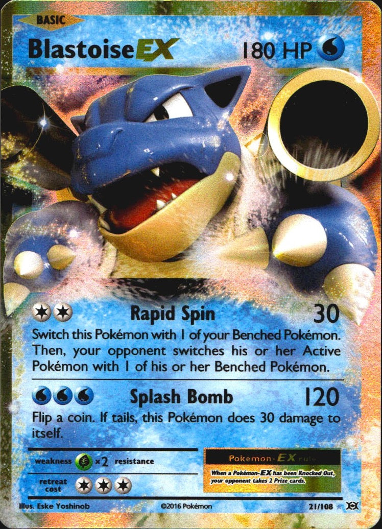 Blastoise EX 21/108 Holo EX Rare Evolutions Pokemon Near Mint