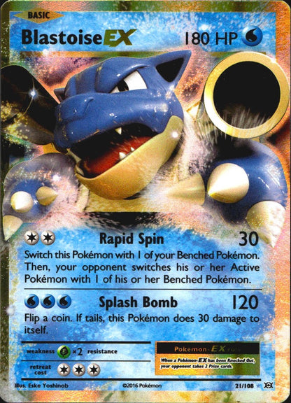 Blastoise EX 21/108 Holo EX Rare Evolutions Pokemon Near Mint