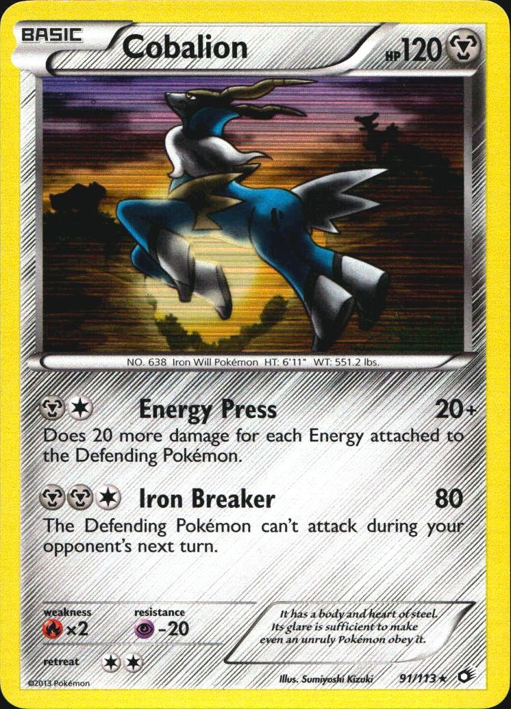 Cobalion 91/113 Holo Rare Legendary Treasures Pokemon Near Mint