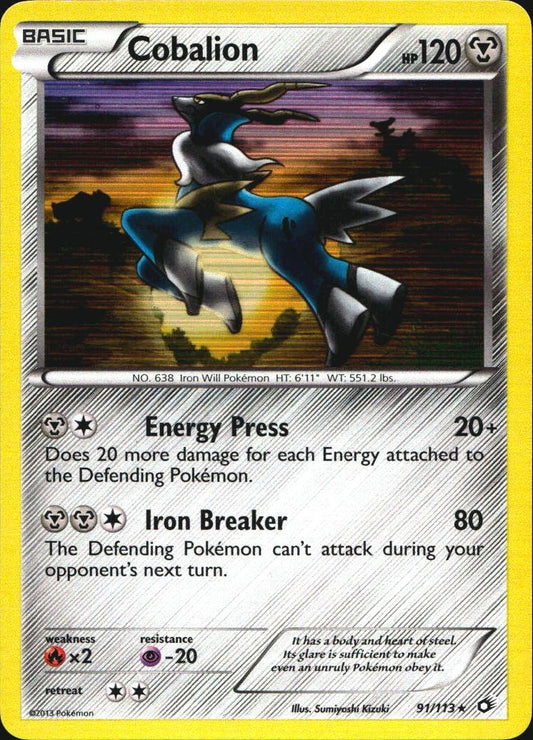 Cobalion 91/113 Holo Rare Legendary Treasures Pokemon Near Mint