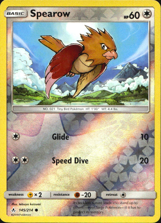 Spearow 145/214 Common Unbroken Bonds Pokemon Reverse Holo Near Mint