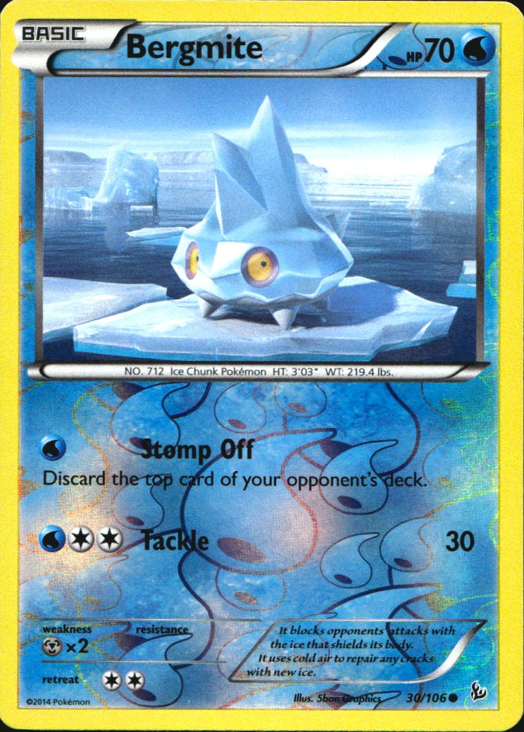 Bergmite 30/106 Common Flashfire Pokemon Reverse Holo Near Mint