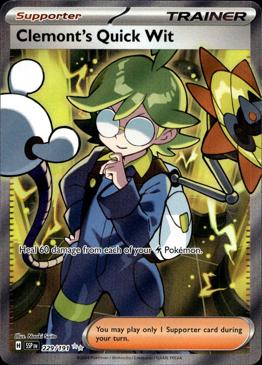 Clemont's Quick Wit 229/191 Ultra Rare Surging Sparks Pokemon Near Mint