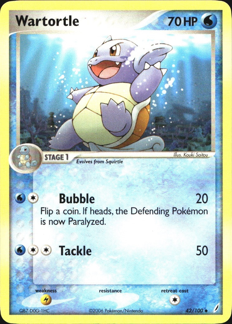 Wartortle 42/100 Uncommon Crystal Guardians Pokemon Near Mint