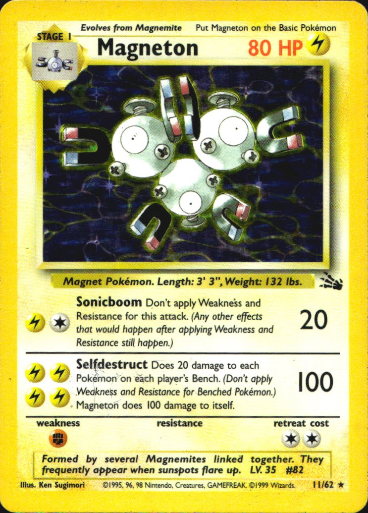 Magneton 11/62 Holo Rare Fossil Pokemon Moderately Played
