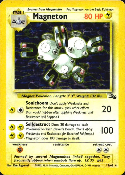 Magneton 11/62 Holo Rare Fossil Pokemon Moderately Played