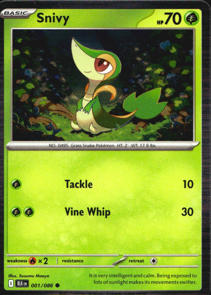 Snivy 001/086 Holo Common Black Bolt Pokemon Near Mint