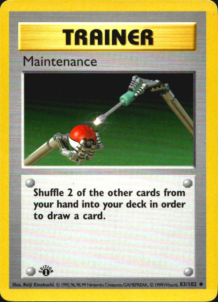 Maintenance 83/102 Uncommon Base Set Shadowless Pokemon 1st Edition LP
