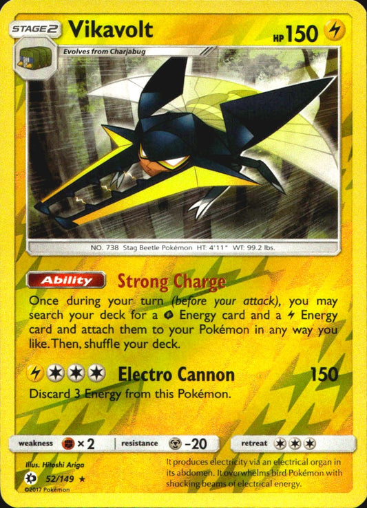 Vikavolt 52/149 Holo Rare Sun & Moon Pokemon Reverse Holo Near Mint