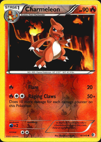 Charmeleon 19/149 Uncommon Boundaries Crossed Pokemon Reverse Holo Near Mint