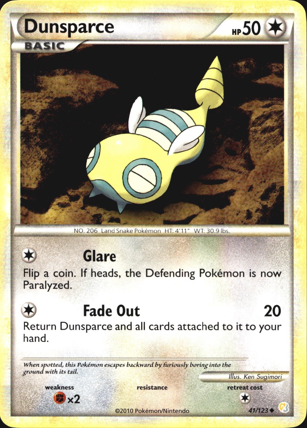 Dunsparce 41/123 Uncommon HeartGold & SoulSilver Pokemon Near Mint