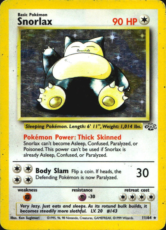 Snorlax 11/64 Holo Rare Jungle Pokemon Moderately Played