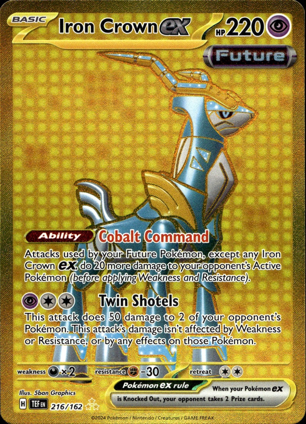 Iron Crown ex 216/162 Hyper Rare Temporal Forces Pokemon Near Mint