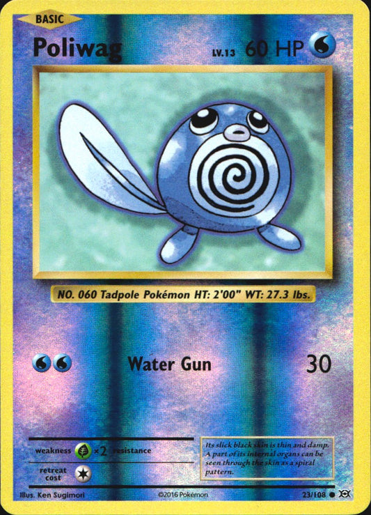 Poliwag 23/108 Common Evolutions Pokemon Reverse Holo Near Mint