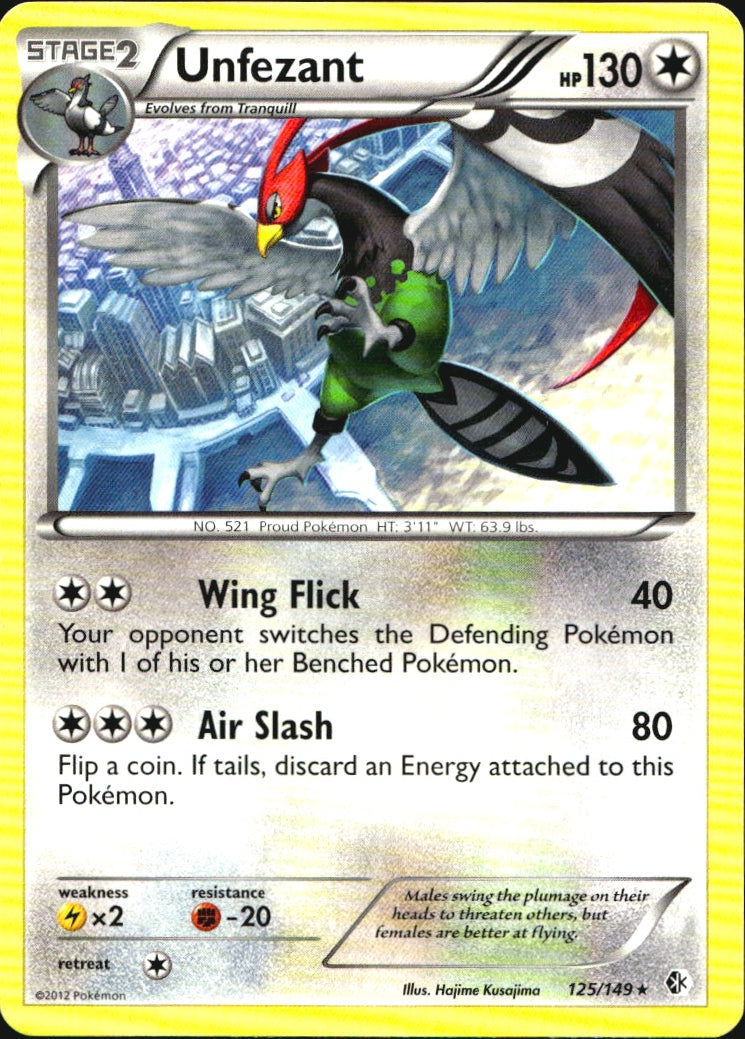 Unfezant 125/149 Rare Boundaries Crossed Pokemon Near Mint