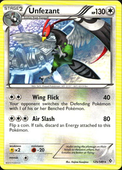 Unfezant 125/149 Rare Boundaries Crossed Pokemon Near Mint
