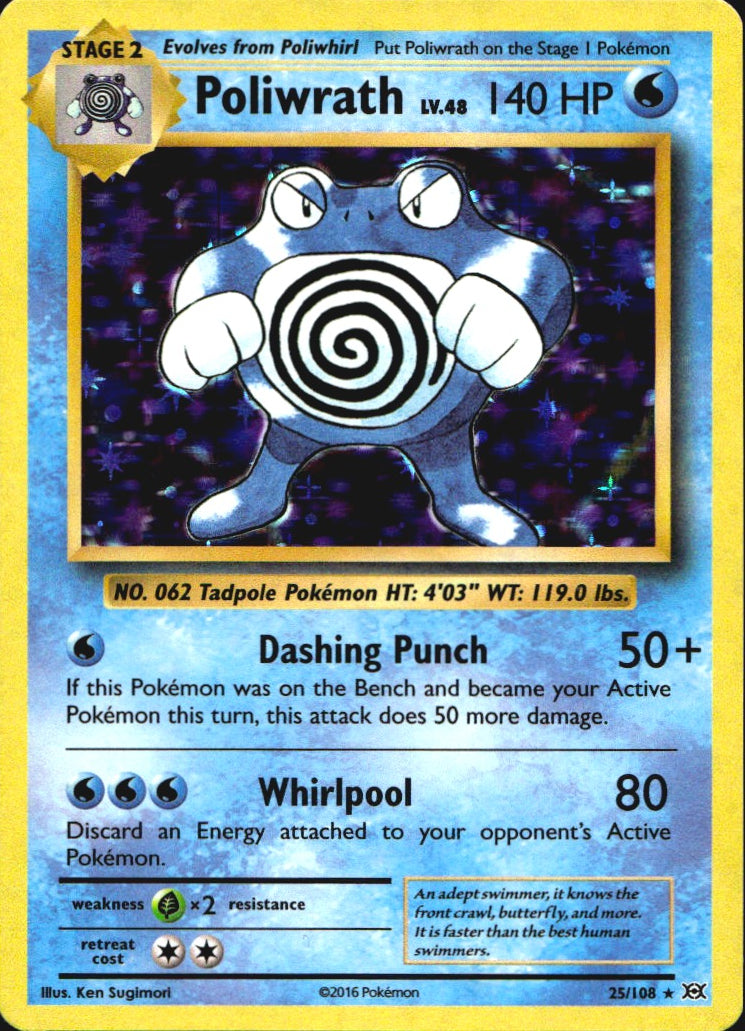 Poliwrath 25/108 Holo Rare Evolutions Pokemon Near Mint