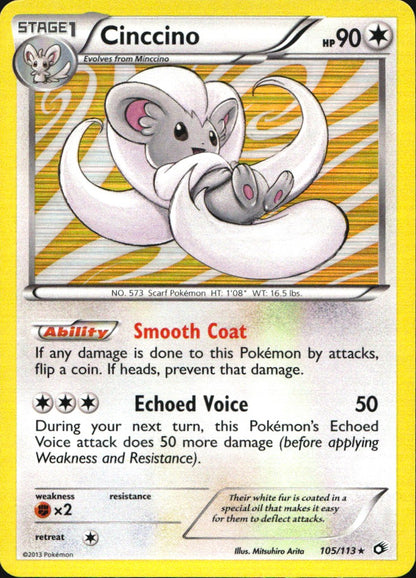 Cinccino 105/113 Holo Rare Legendary Treasures Pokemon Near Mint