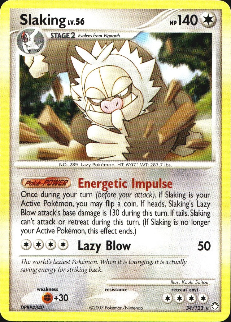 Slaking 34/123 Rare Mysterious Treasures Pokemon Near Mint