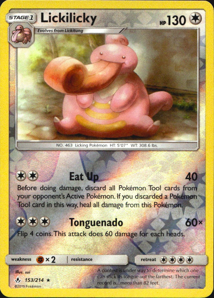 Lickilicky 153/214 Rare Unbroken Bonds Pokemon Reverse Holo Near Mint