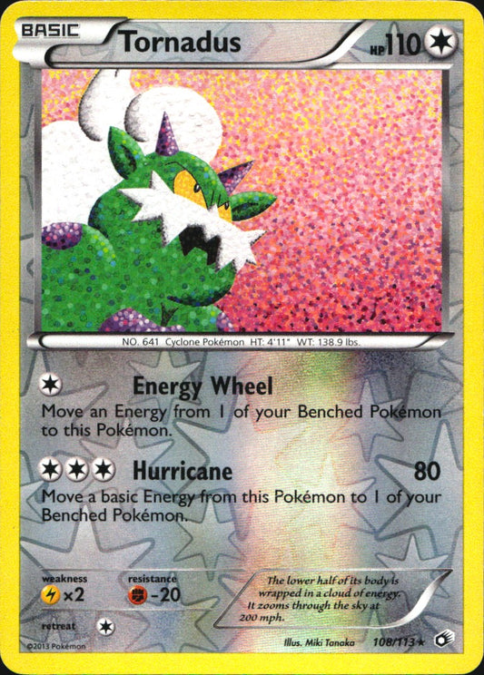 Tornadus 108/113 Holo Rare Legendary Treasures Pokemon Reverse Holo Near Mint