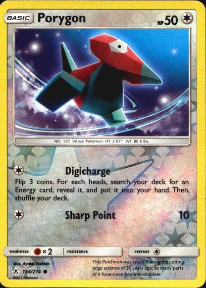 Porygon 154/214 Common Unbroken Bonds Pokemon Reverse Holo Near Mint