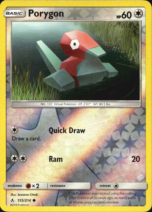 Porygon 155/214 Common Unbroken Bonds Pokemon Reverse Holo Near Mint