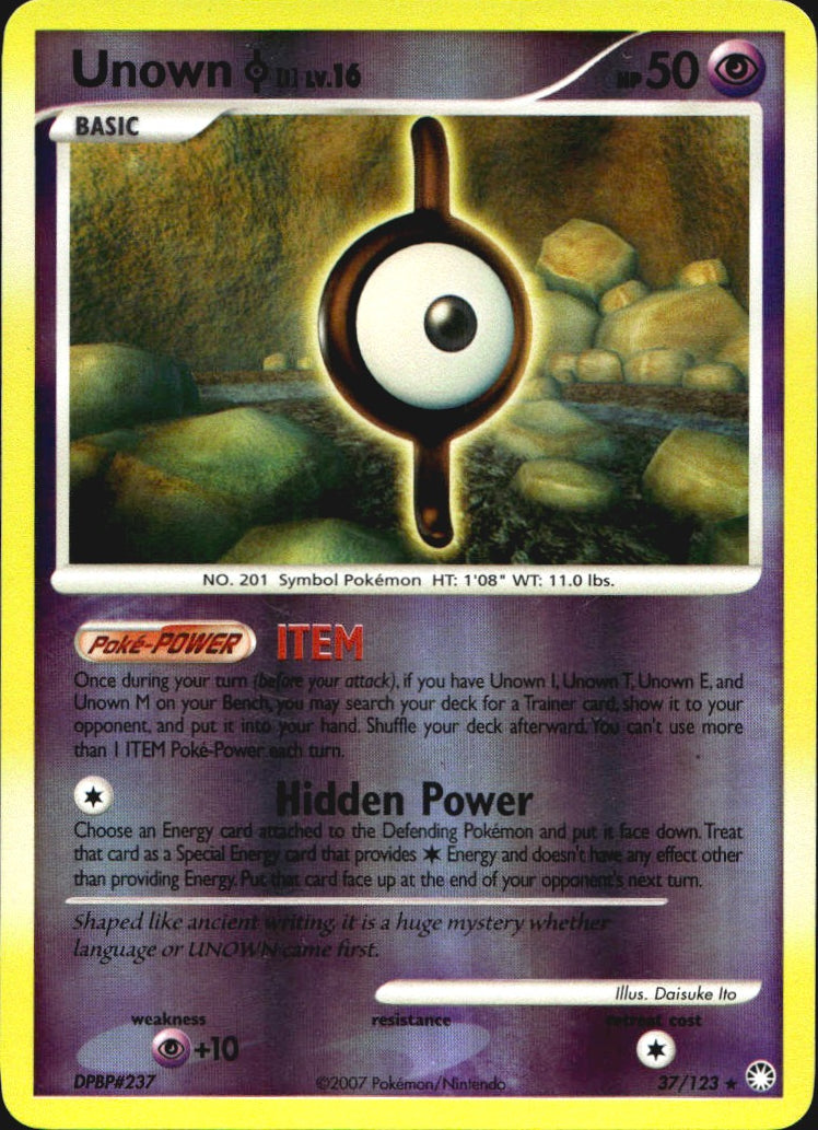 Unown [I] 37/123 Rare Mysterious Treasures Pokemon Reverse Holo Near Mint