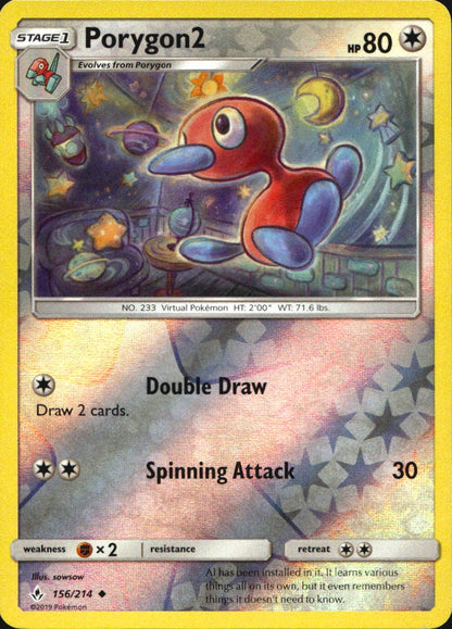 Porygon2 156/214 Uncommon Unbroken Bonds Pokemon Reverse Holo Near Mint