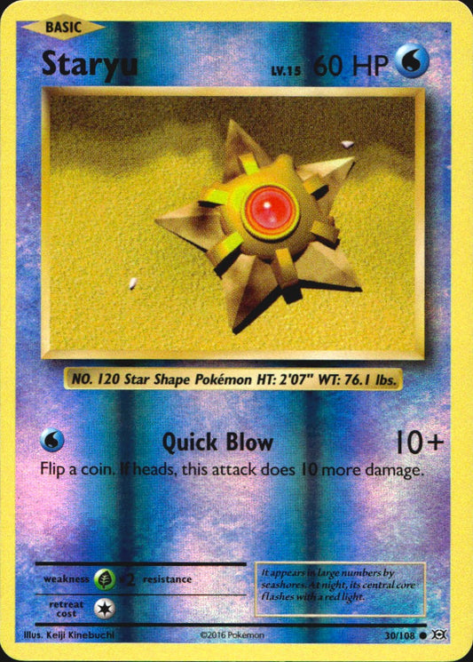 Staryu 30/108 Common Evolutions Pokemon Reverse Holo Near Mint