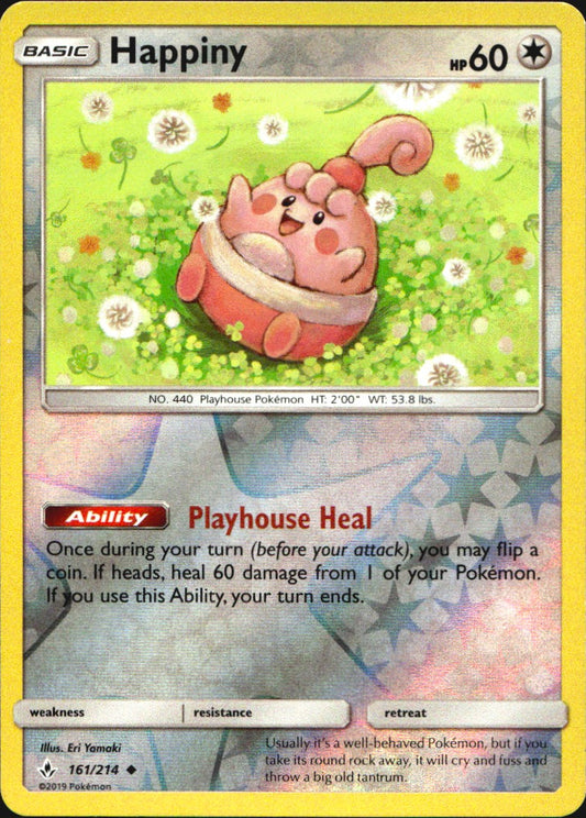 Happiny 161/214 Uncommon Unbroken Bonds Pokemon Reverse Holo Near Mint
