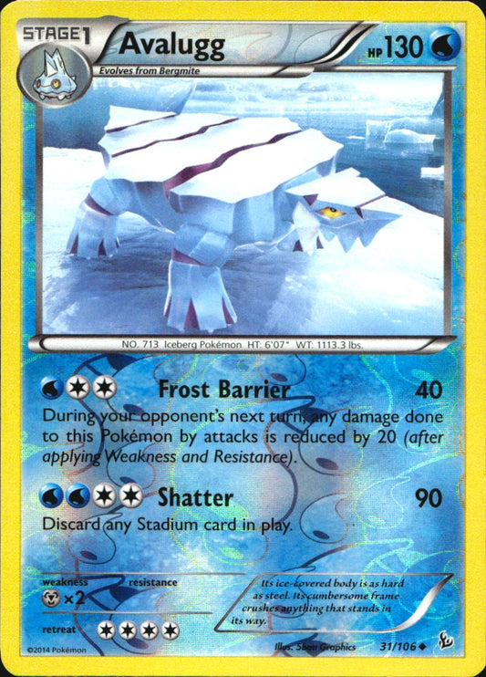 Avalugg 31/106 Uncommon Flashfire Pokemon Reverse Holo Near Mint