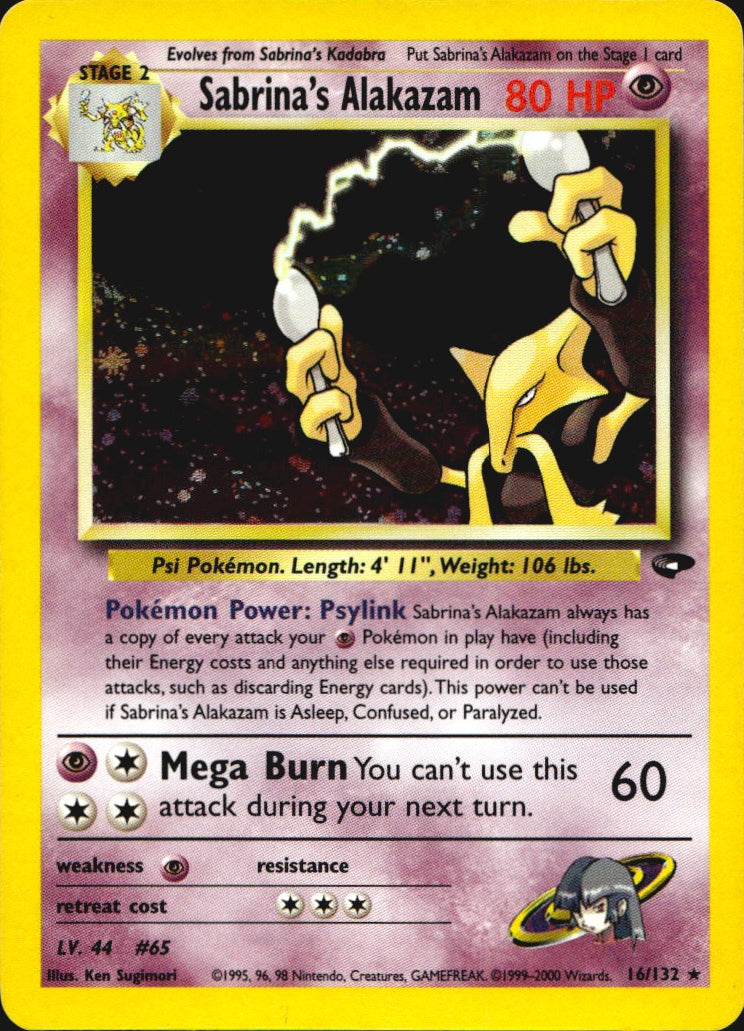 Sabrina's Alakazam 16/132 Holo Rare Gym Challenge Pokemon Near Mint