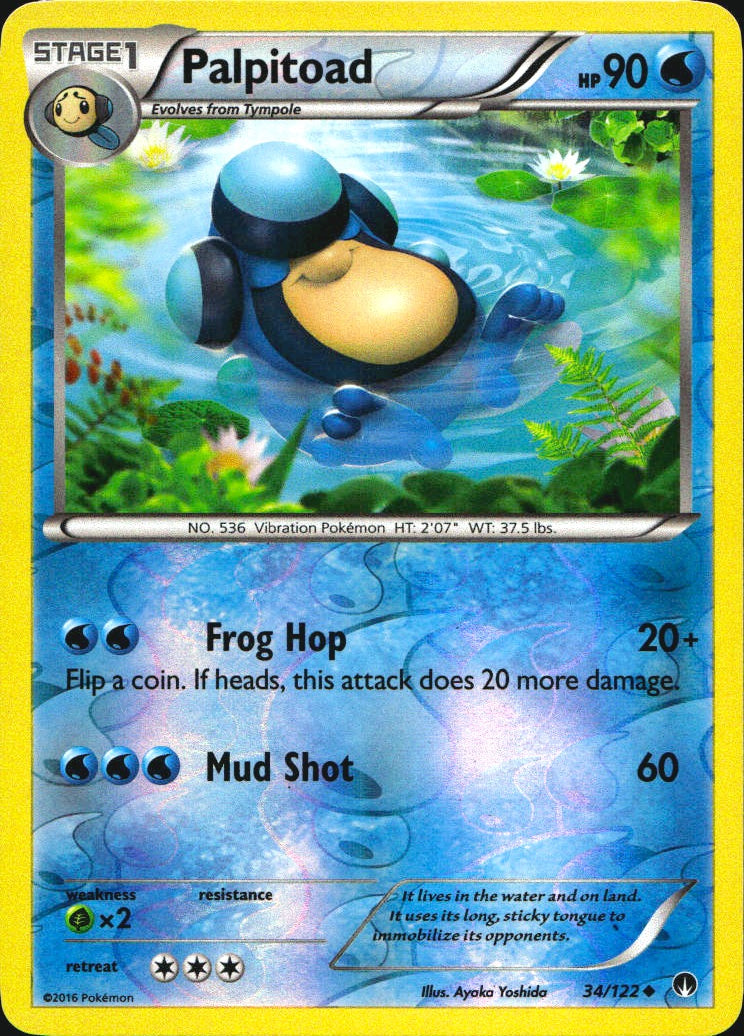 Palpitoad 34/122 Uncommon BREAKpoint Pokemon Reverse Holo Near Mint
