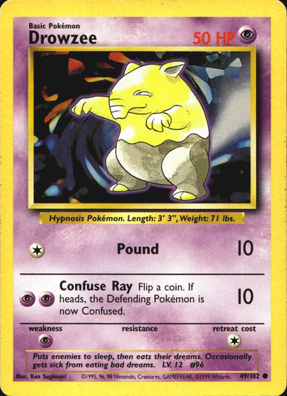 Drowzee 49/102 Common Base Set Unlimited Pokemon Near Mint