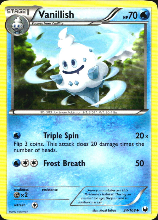 Vanillish 34/108 Uncommon Dark Explorers Pokemon Near Mint