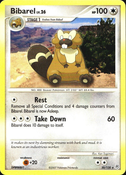 Bibarel 20/130 Rare Diamond & Pearl Pokemon Near Mint