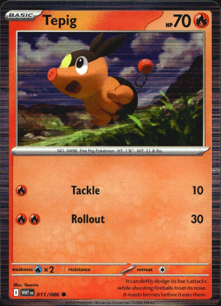 Tepig 011/086 Holo Common White Flare Pokemon Near Mint