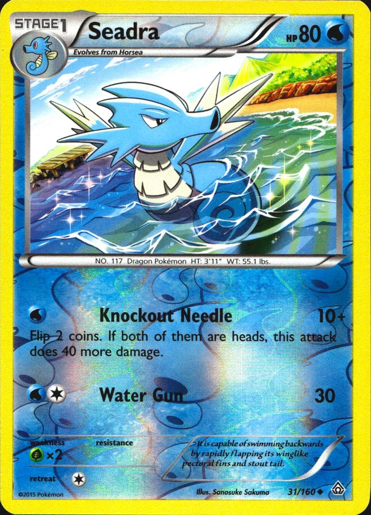 Seadra 31/160 Uncommon Primal Clash Pokemon Reverse Holo Near Mint