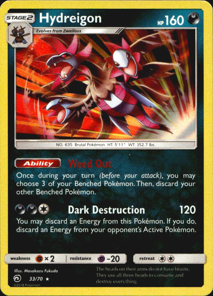 Hydreigon 33/70 Holo Rare Dragon Majesty Pokemon Near Mint