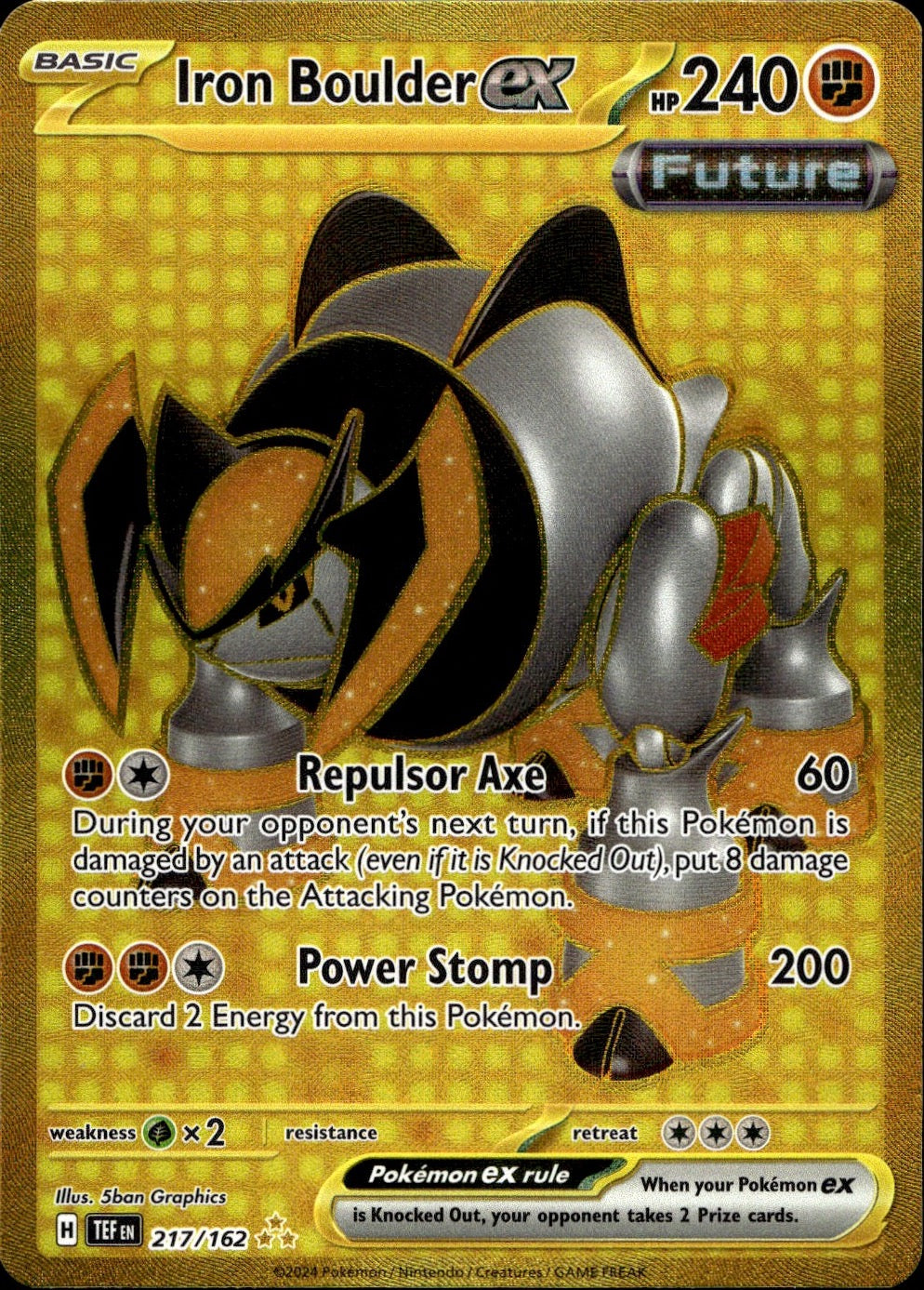Iron Boulder ex 217/162 Hyper Rare Temporal Forces Pokemon Near Mint