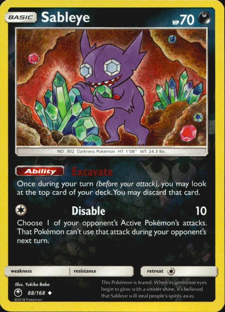 Sableye 88/168 Uncommon Celestial Storm Pokemon Reverse Holo Near Mint