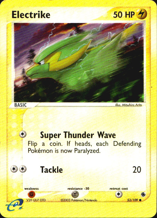 Electrike 53/109 Common Ruby & Sapphire Pokemon Reverse Holo Lightly Played